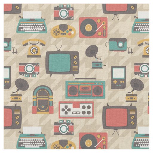 houndstooth vintage retro nostalgia jukebox fabric