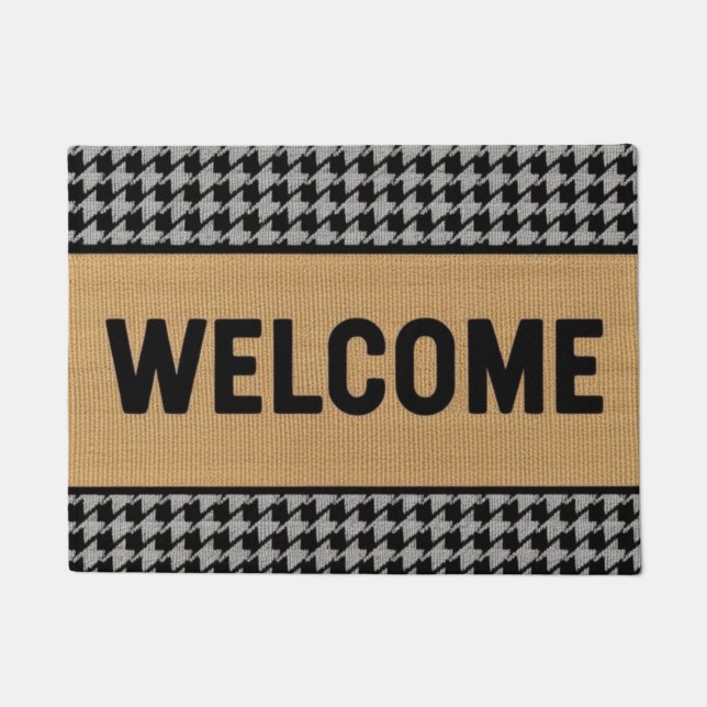 Houndstooth Welcome Doormat (Front)