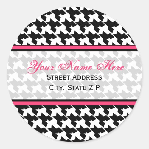 Houndstooth with Pink Address Labels