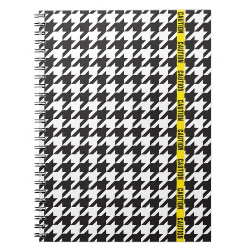 Houndstooth Wrapped in Caution  Notebook