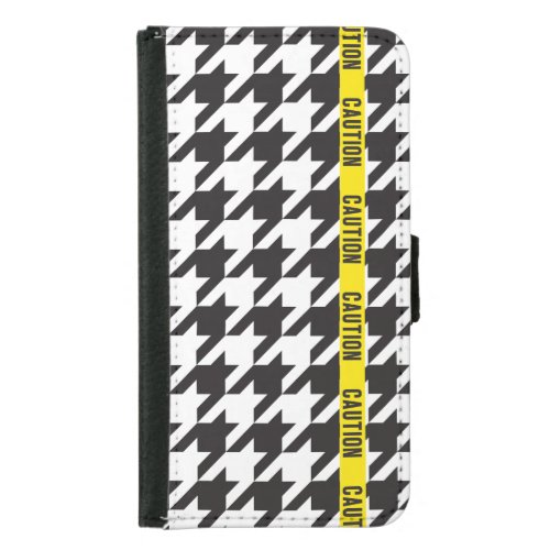 Houndstooth Wrapped in Caution  Samsung Galaxy S5 Wallet Case