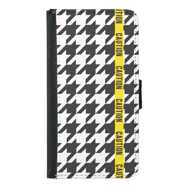 Houndstooth Wrapped in Caution  Samsung Galaxy Wallet Case (Front)