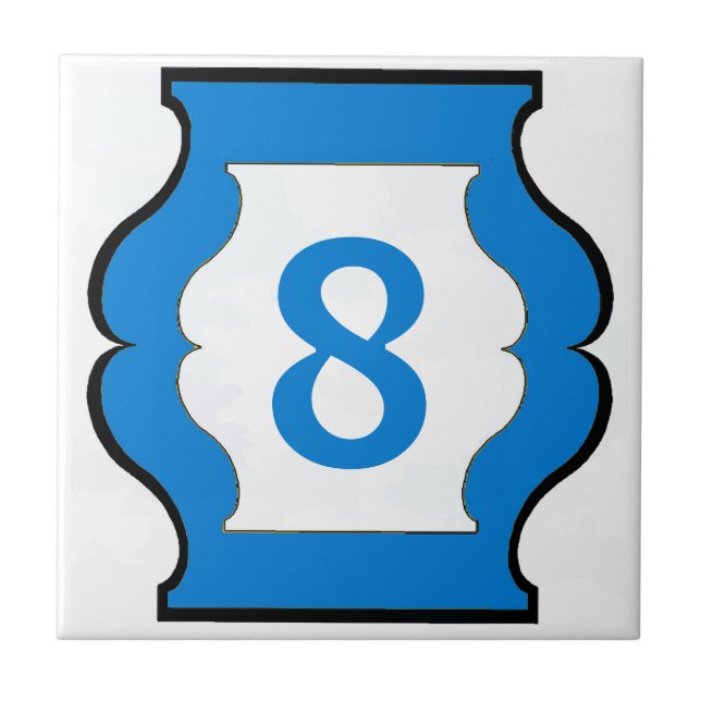 Hour Glass, Blue  Letter House Number Tiles (Front)