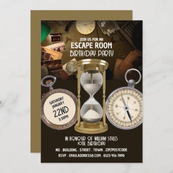 Hour Glass Design  Escape Room  Birthday Party Invitation by StampedyStamp at Zazzle
