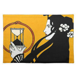 Hour Glass Vintage Black Hair Beauty Cloth Placemat