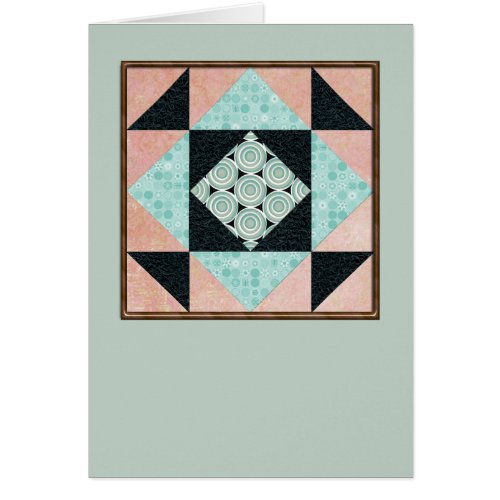Hourglass Quilt Square in Turquoise  Peach