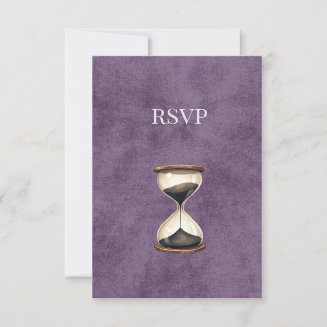 Hourglass RSVP Dark Academia Response Card (Front)