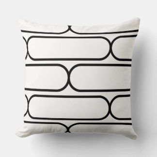 Hourglass Skateboard Modern Mid-Century Black/Wht Throw Pillow