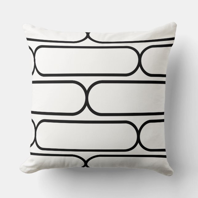 Hourglass Skateboard Modern Mid-Century Black/Wht Throw Pillow (Front)