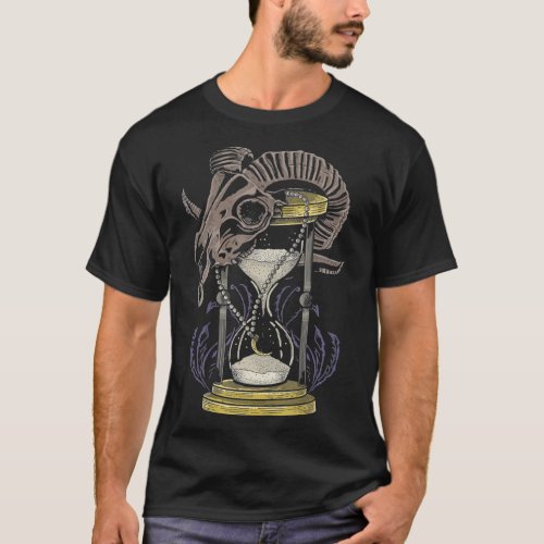 Hourglass Skull Sheep Time Traveler Science Fictio T_Shirt