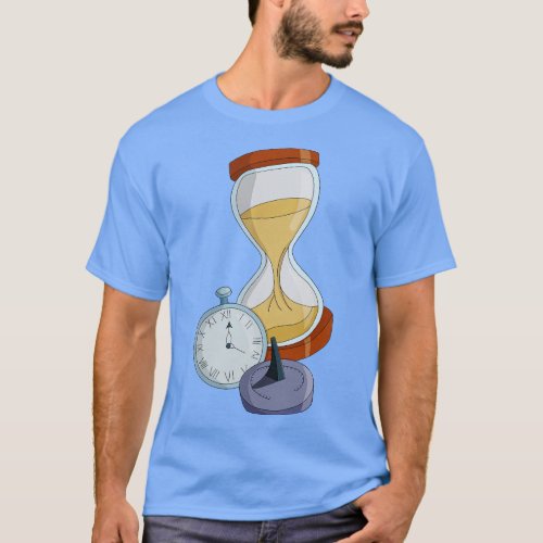 Hourglass sundial and pocket watch T_Shirt