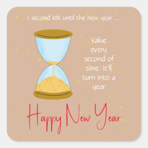 Hourglass Time New Year Square Sticker