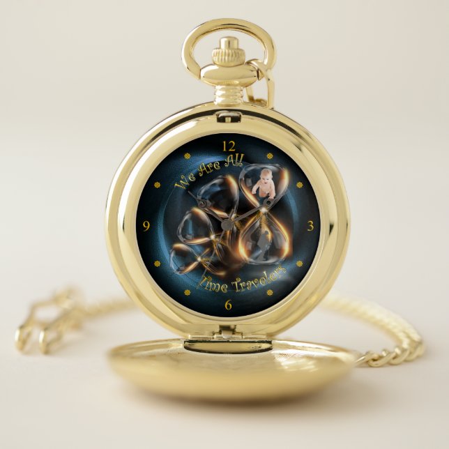 Hourglass ~ We Are All Time Travelers ~ Pocket Watch (Inside)