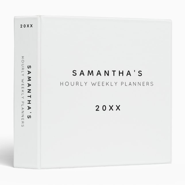 Hourly Weekly Planner Schedule Binder (Front/Spine)