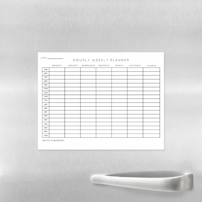Hourly Weekly Planner Schedule Magnetic Dry Erase Sheet | Zazzle