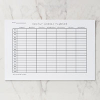 Hourly Weekly Planner Schedule Organization Paper Pad