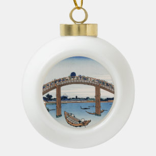 Housai Mount Fuji seen from below Men's Bridge Ceramic Ball Christmas Ornament
