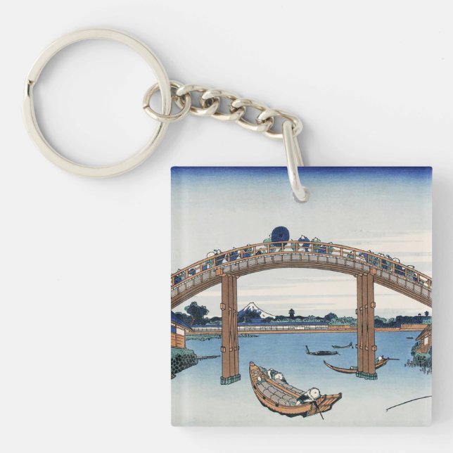 Housai  Mount Fuji seen from below Men's Bridge    Keychain (Front)