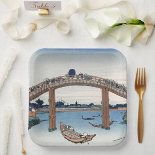Housai  Mount Fuji seen from below Men's Bridge  Paper Plates