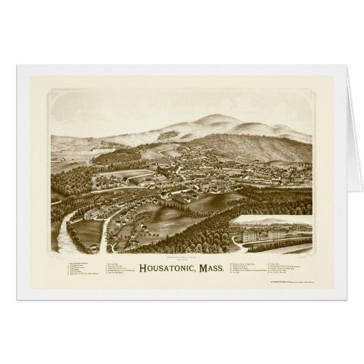Housatonic, MA Panoramic Map - 1890 Cards (Front Horizontal)