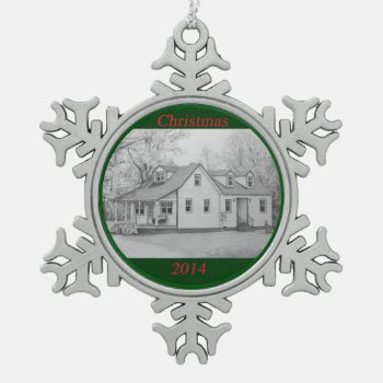 House 2 Snowflake Pewter Christmas Ornament by mlmmlm777art at Zazzle