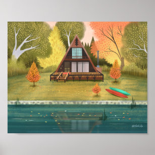 House A-Frame Cabin Home Art Print
