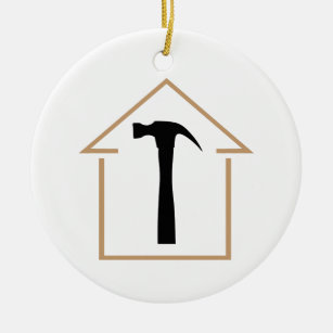 House and Hammer Ceramic Ornament