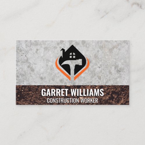 House and Hammer Logo  Concrete and Dirt Business Card