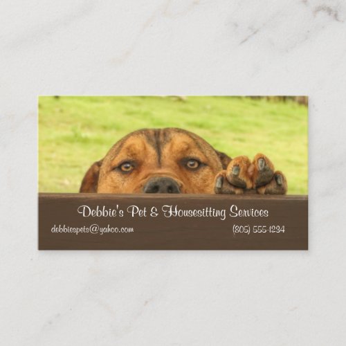 House and Pet Sitting Business With Cute Dog Business Card