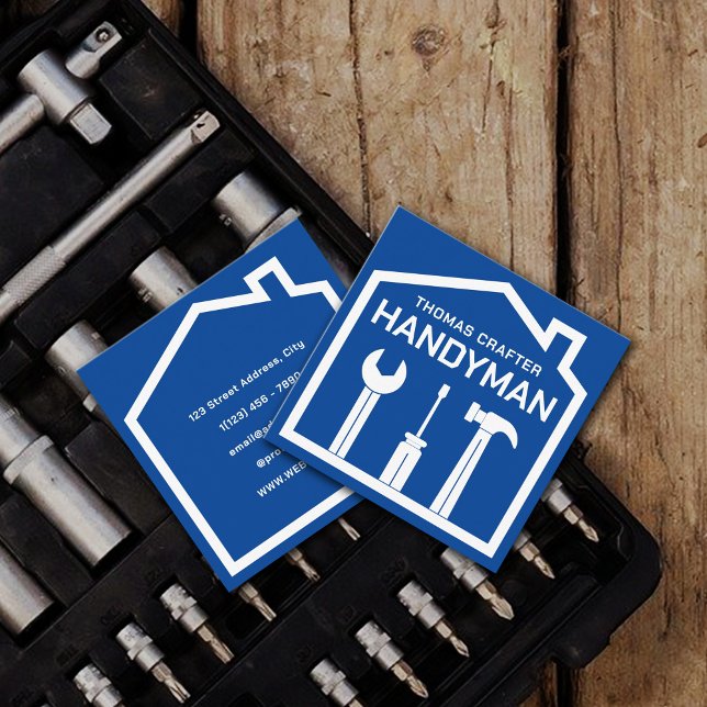 House and tools handyman style square business card (Creator Uploaded)