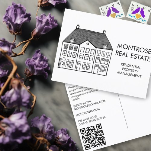 House Art Minimal QR Code Real Estate Marketing  Postcard