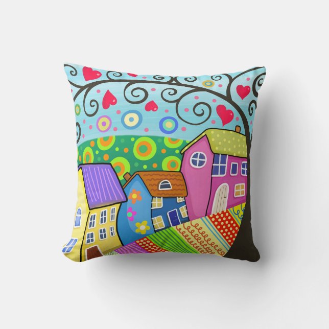 House Artwork Throw Pillow (Front)