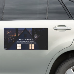 House at Night Portrait, Chimney Sweeping Service Car Magnet