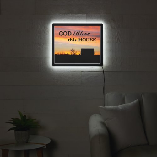 House Blessing Sunset Silhouette LED Sign