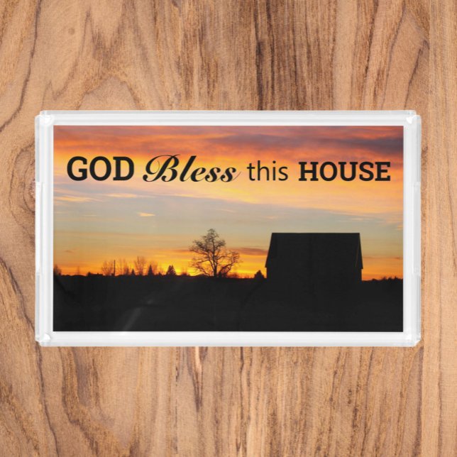 House Bliessing Sunset Silhouette Acrylic Tray (In Situ)