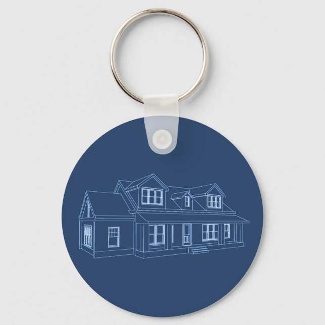 House: Blue Print Drawing: Keychain (Front)