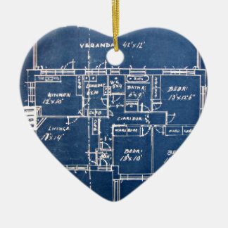 House Blueprints Ceramic Ornament