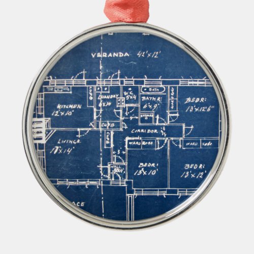 House Blueprints Metal Ornament