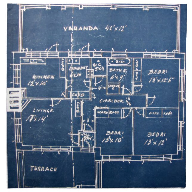 House Blueprints Napkin (Front)