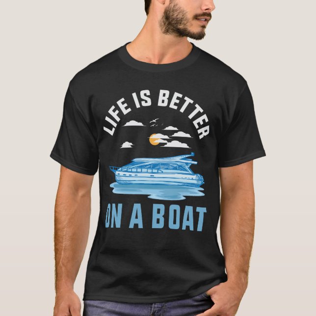 House Boat Lake Boating T-Shirt (Front)