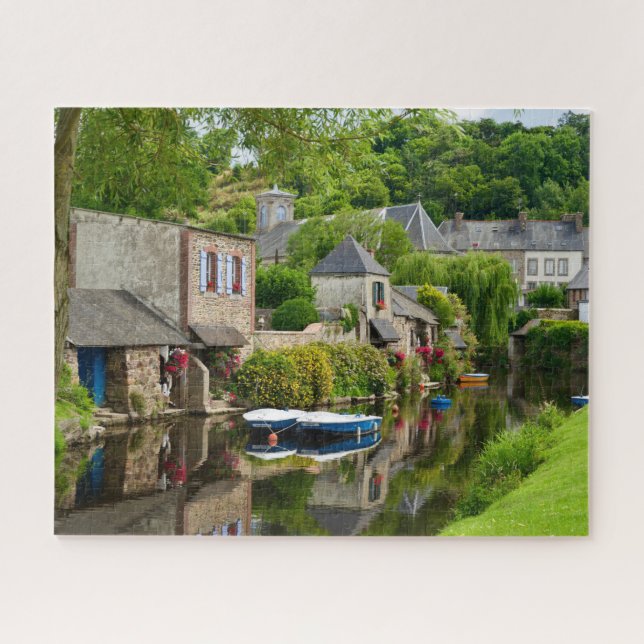 House Boat Reflections Brittany France Travel Jigsaw Puzzle (Horizontal)