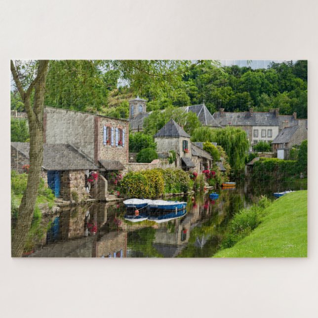 House Boat Reflections Brittany France Travel Jigsaw Puzzle (Horizontal)