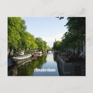 House Boats on Amsterdam Canal Personalize Postcard