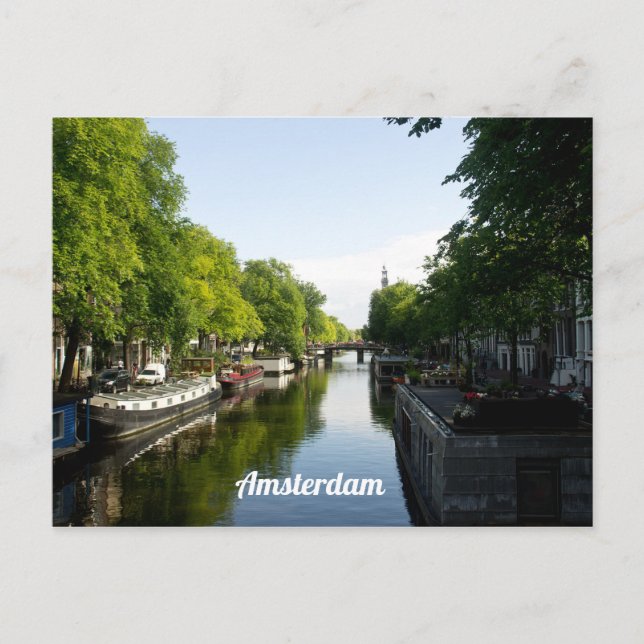 House Boats on Amsterdam Canal Personalize Postcard (Front)