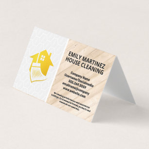 House Broom Logo Wood and Tile Floors Business Card