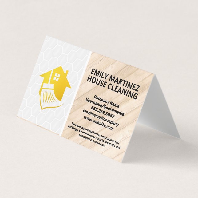 House Broom Logo  | Wood and Tile Floors  Business Card (Front)