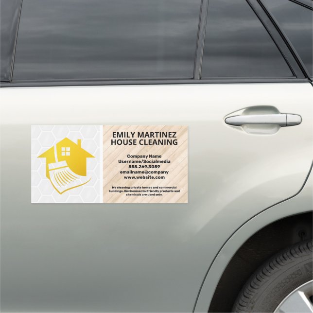 House Broom Logo  | Wood and Tile Floors  Car Magnet (In Situ)