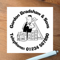 House Builder with Building Materials. Rubber Stamp