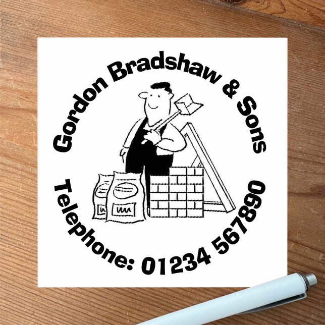 House Builder with Building Materials. Rubber Stamp (Creator Uploaded)