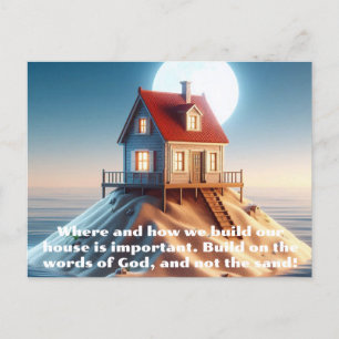 House built on sand bible stories postcard